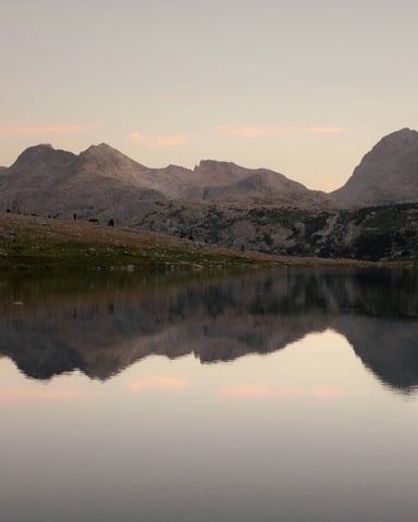 Alpine cirque lake at dusk, Bighorn Mountains Wyoming