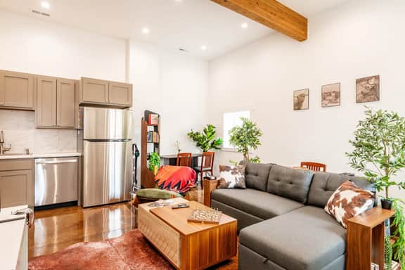 Vaulted Den | Chic 1BR w/Fireplace, Downtown Sheridan, WY - NEW - Standing Desk, Stocked, Pets Invited!