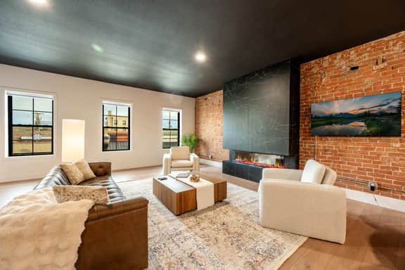 Onyx | Luxury Executive Loft Overlooking Main | Vibrant Fireplaces, King Bed